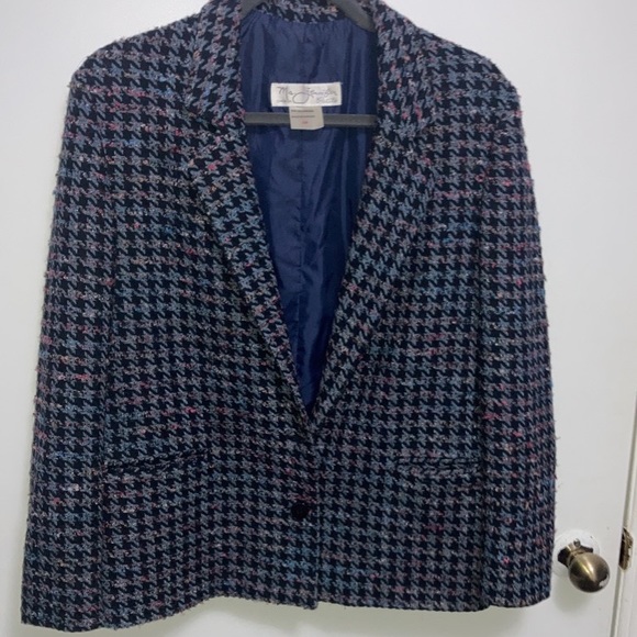 Vintage Wool Houndstooth Plaid Single Breasted Blazer Size 10 - Picture 2 of 10